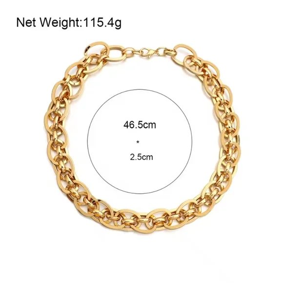 Polished Gold Chunky Link Necklace - Picture 5 of 6